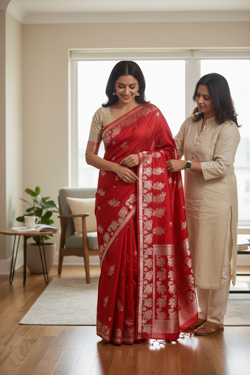 Banaras Katan Viscose Georgette Flower