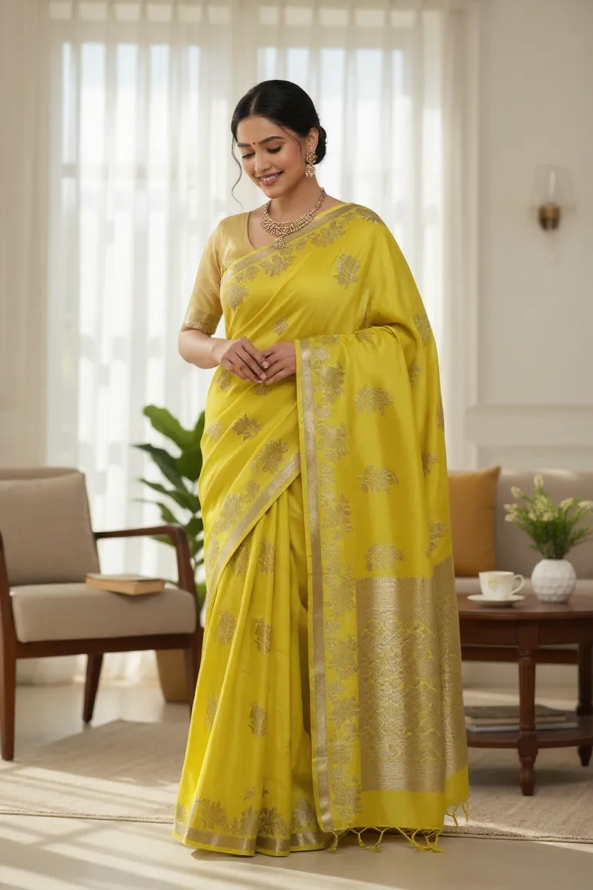 Banaras Katan Viscose Georgette Flower