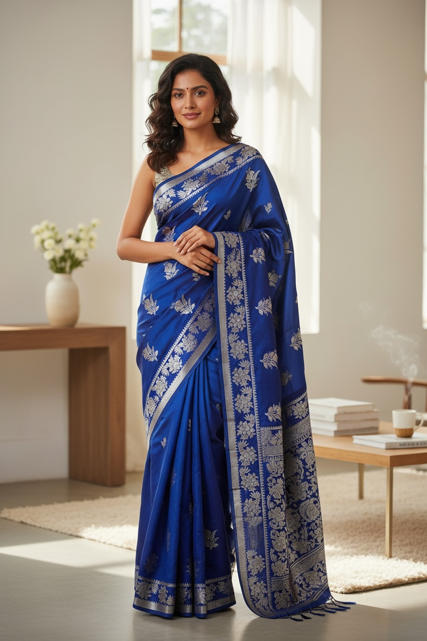 Banaras Katan Viscose Georgette Flower