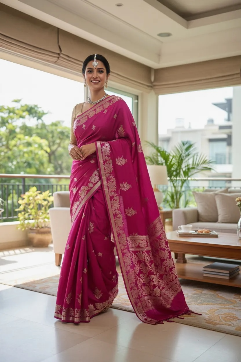 Banaras Katan Viscose Georgette Flower