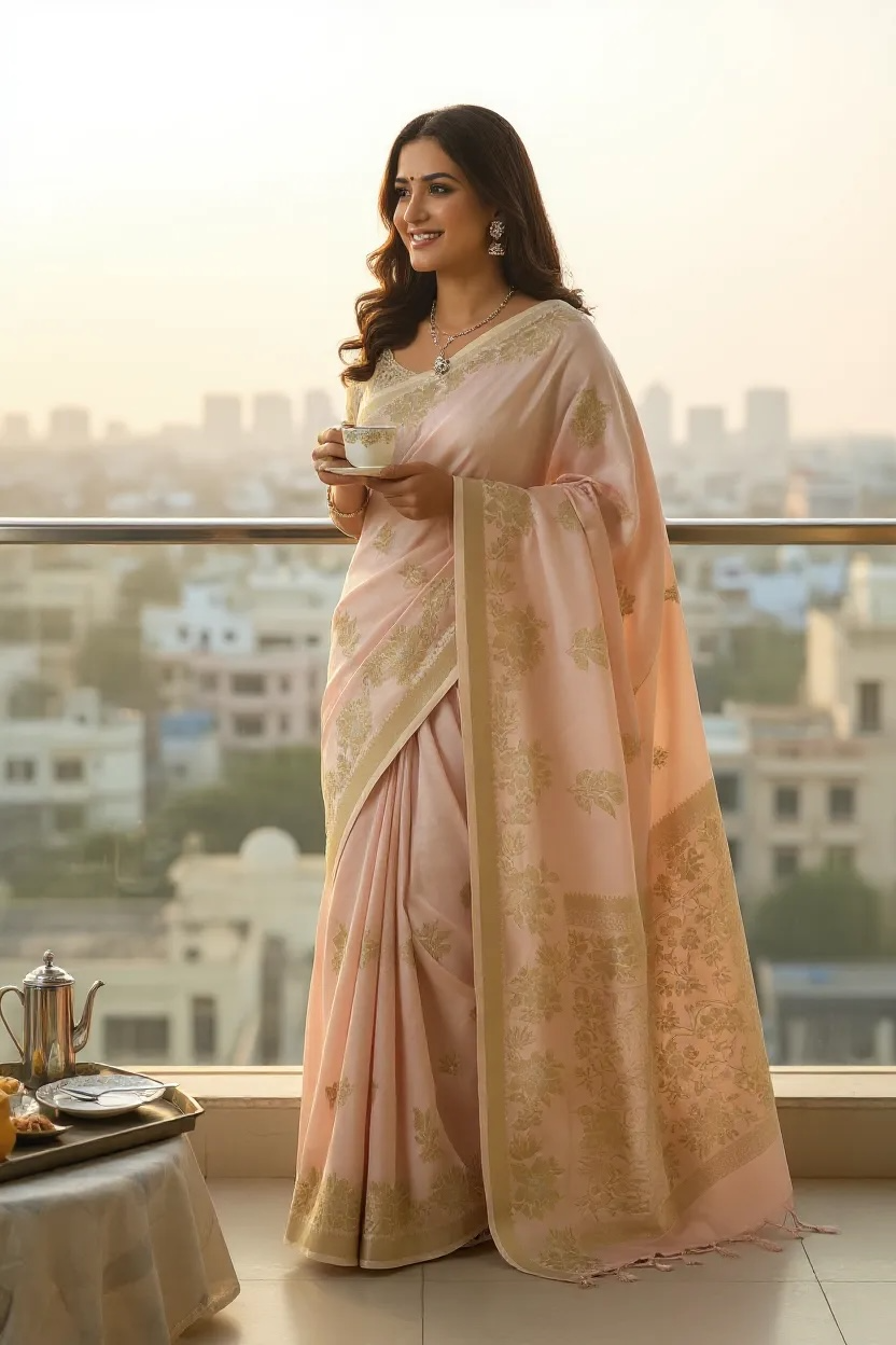 Banaras Katan Viscose Georgette Flower