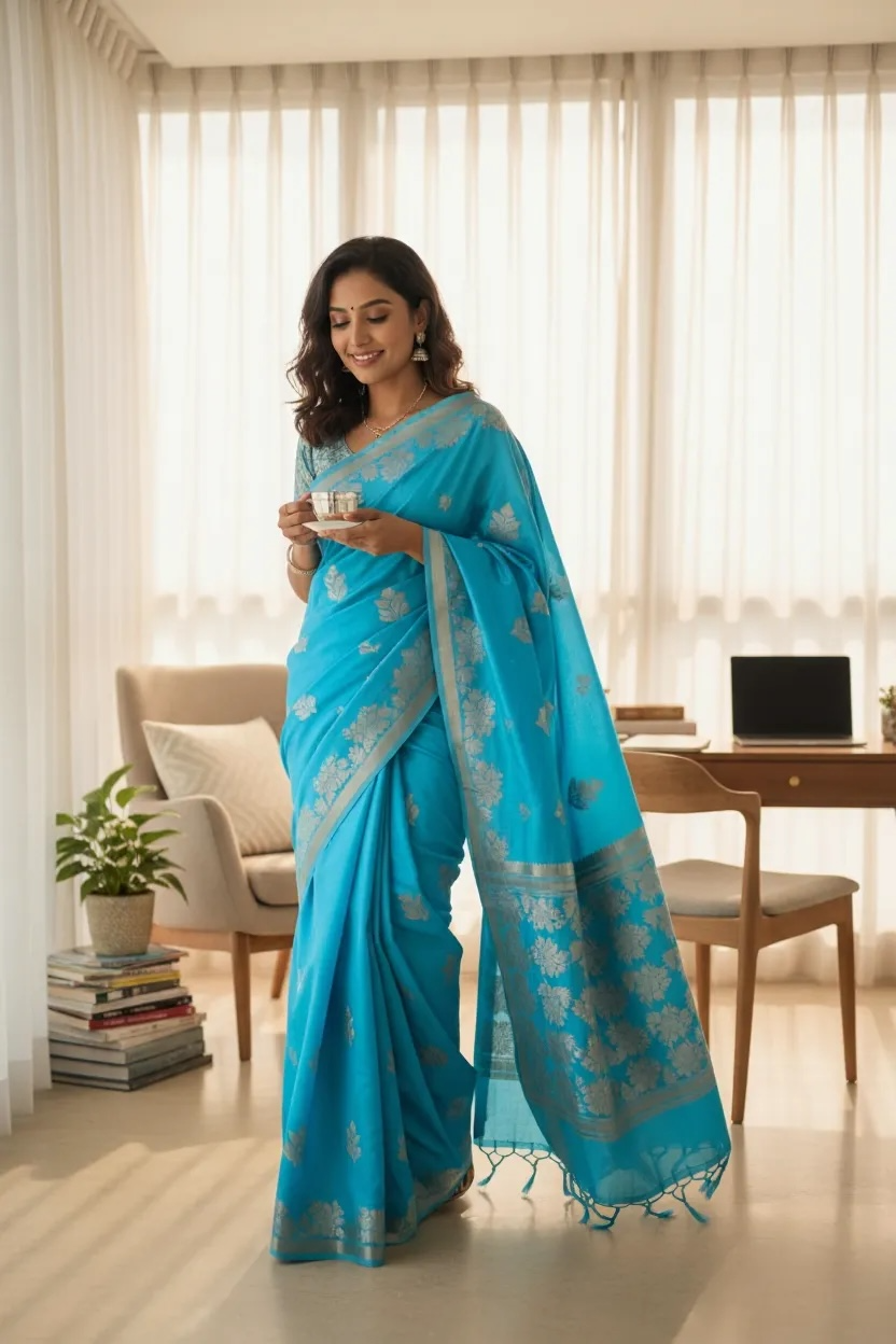 Banaras Katan Viscose Georgette Flower