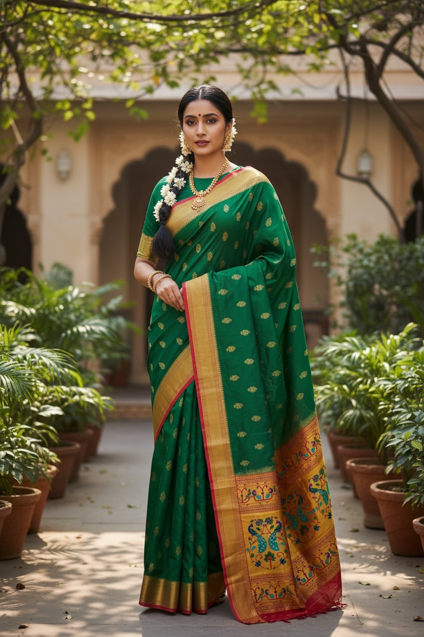 Zumka Peacock Paithani Saree