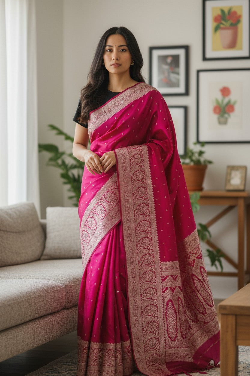 Banaras Mashru Katan Butta Saree