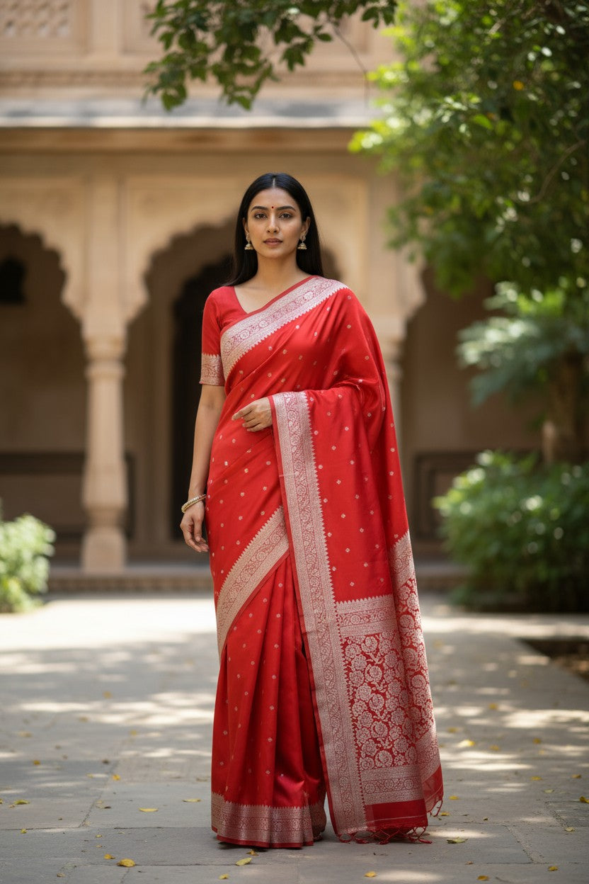 Banaras Mashru Katan Butta Saree