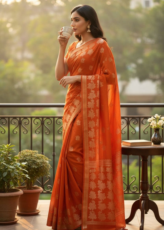 Banaras Katan Viscose Georgette Flower