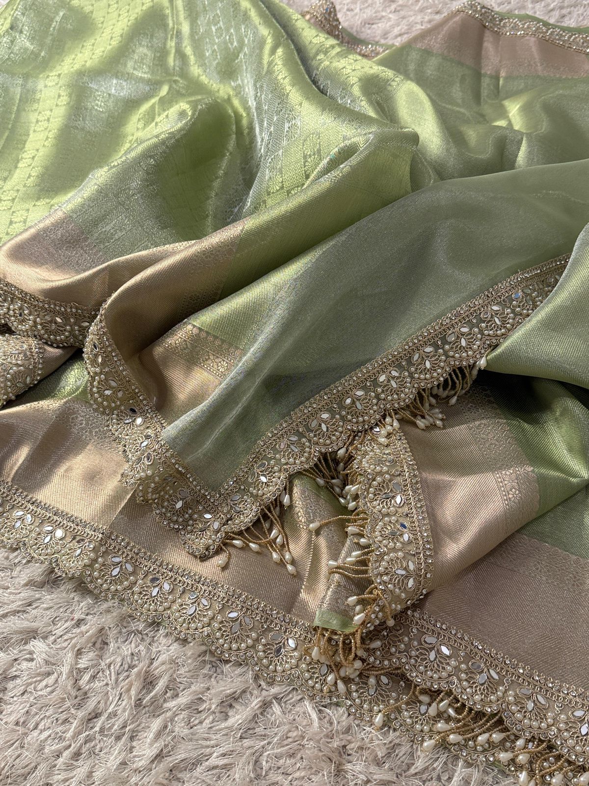 Exclusive Kanjivaram bridal Waskat Banarasi Tissue Silk Saree