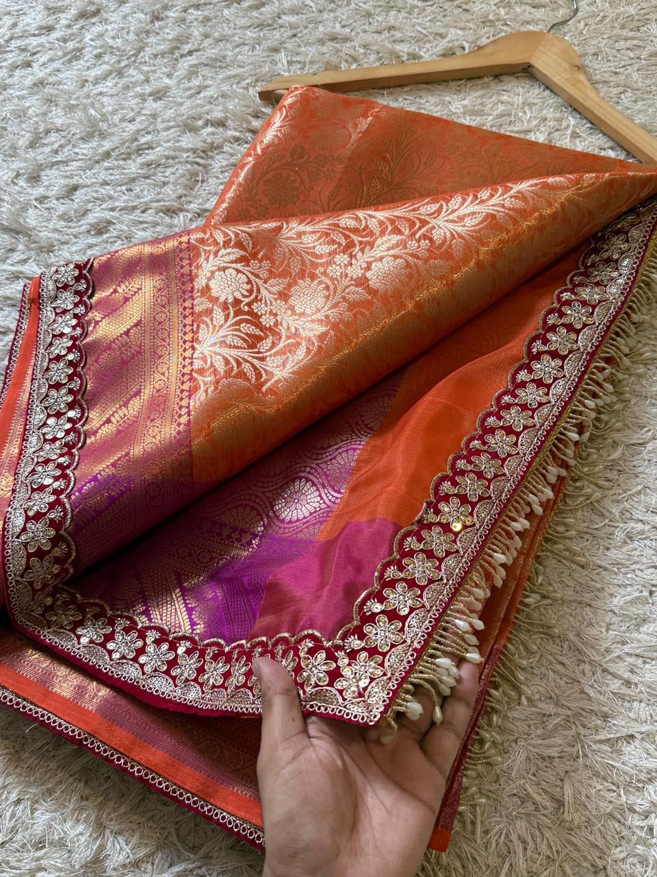 Banarasi Kanjivaram Bridal Katan Waskat Silk Saree
