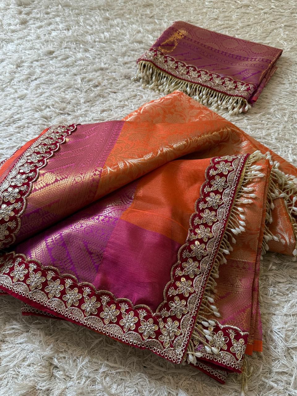 Banarasi Kanjivaram Bridal Katan Waskat Silk Saree