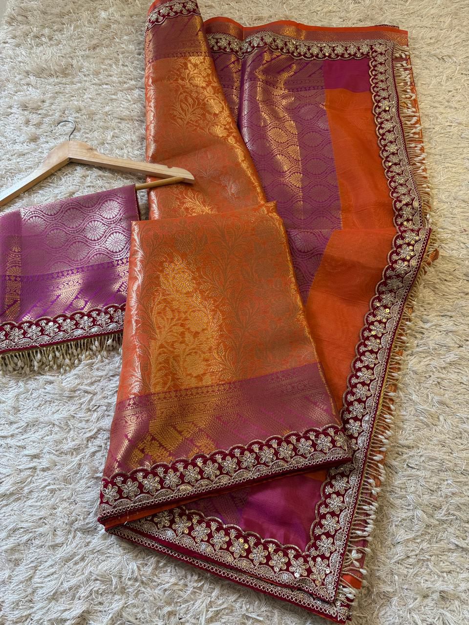 Banarasi Kanjivaram Bridal Katan Waskat Silk Saree