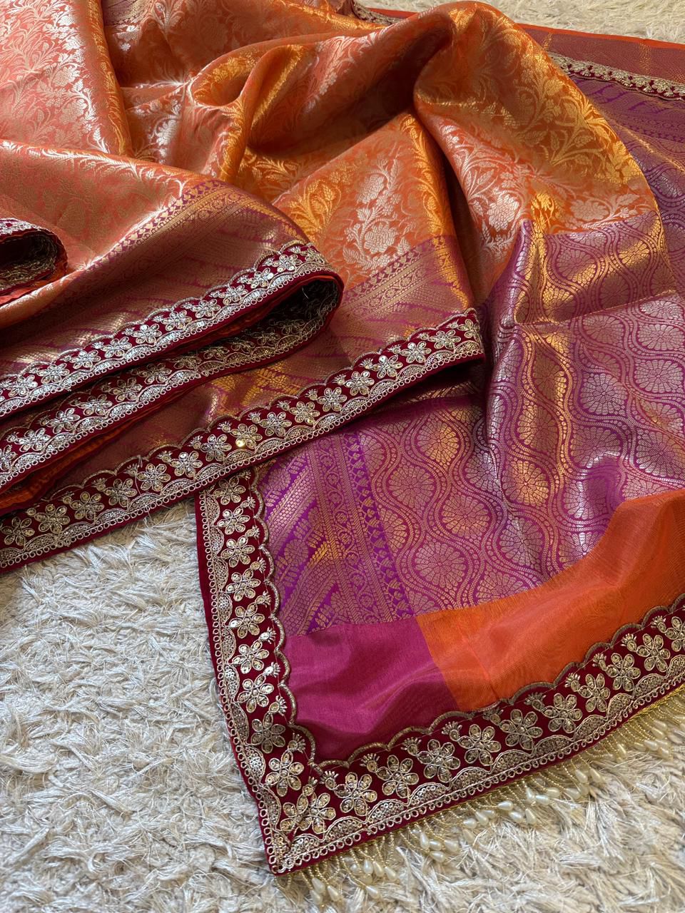 Banarasi Kanjivaram Bridal Katan Waskat Silk Saree