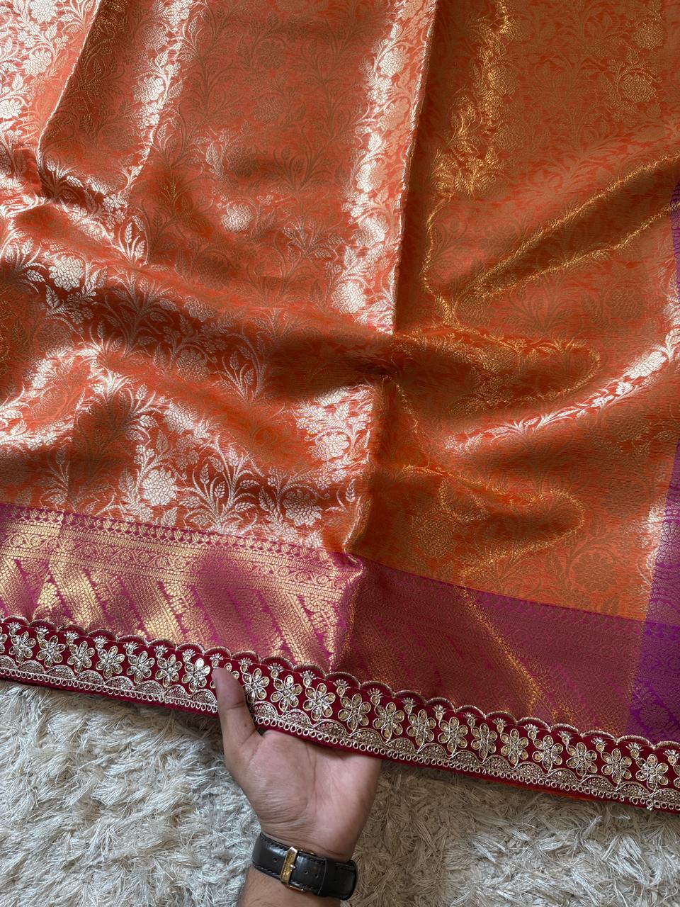 Banarasi Kanjivaram Bridal Katan Waskat Silk Saree