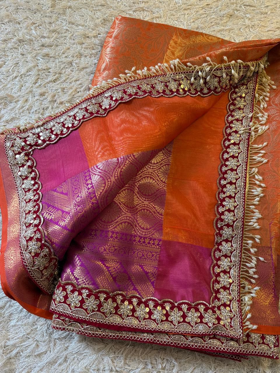 Banarasi Kanjivaram Bridal Katan Waskat Silk Saree