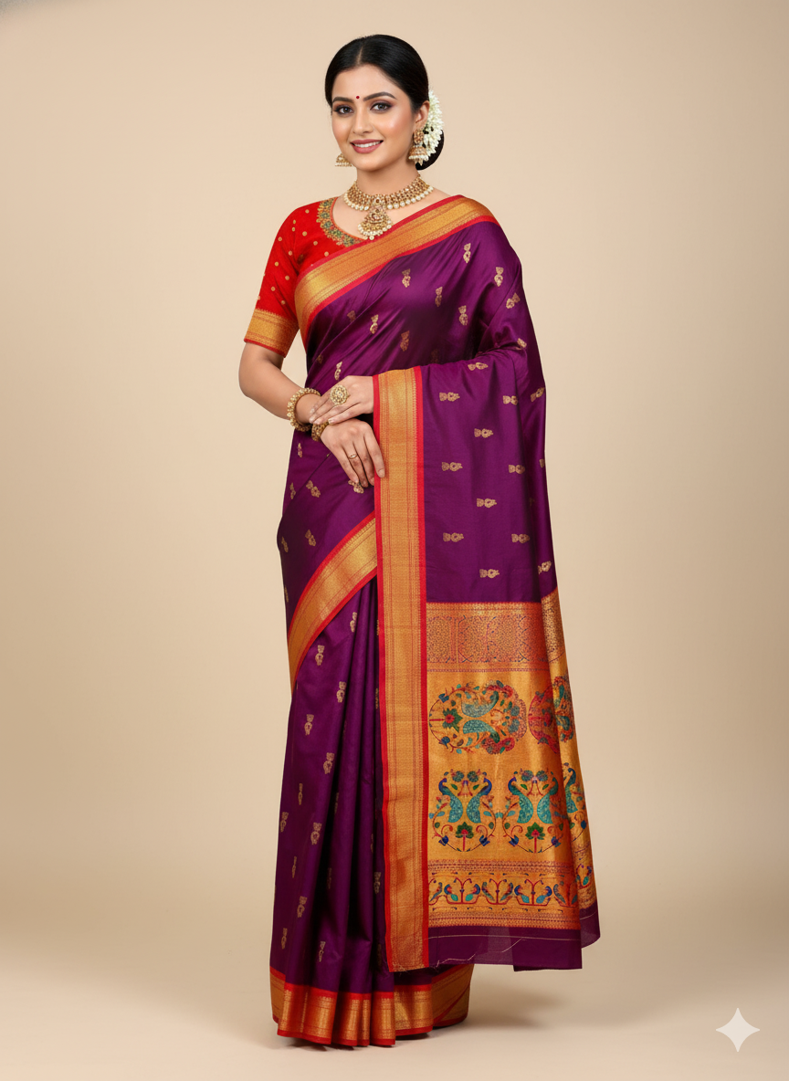 Zumka Peacock Paithani Saree