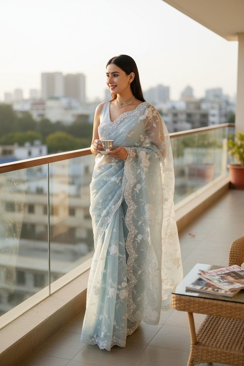 Organza Banarasi Kora Intricate Embroidery