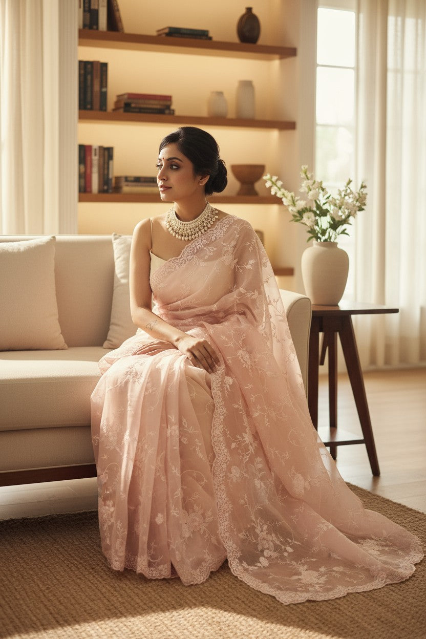 Organza Banarasi Kora Intricate Embroidery